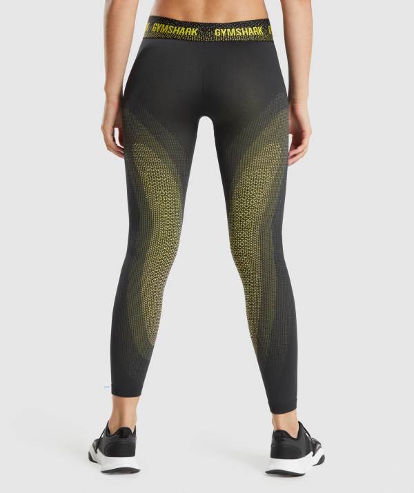 Damske Legíny Gymshark Apex Seamless Low Rise Čierne Žlté | DS4251076